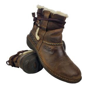 UGG Australia Boots CASPIA Women Size 9 Brown Sheepskin Lined Western Boho 5136